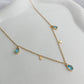 Blue Droplet Pattern Necklace - Gold