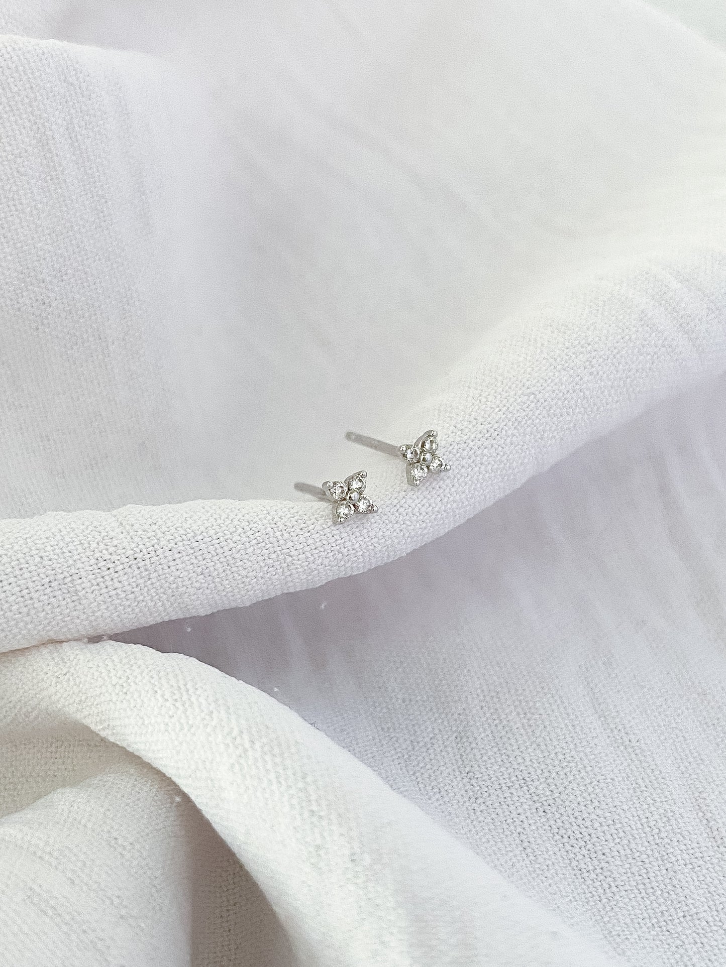 Sterling Silver Fine Flower Earring Studs