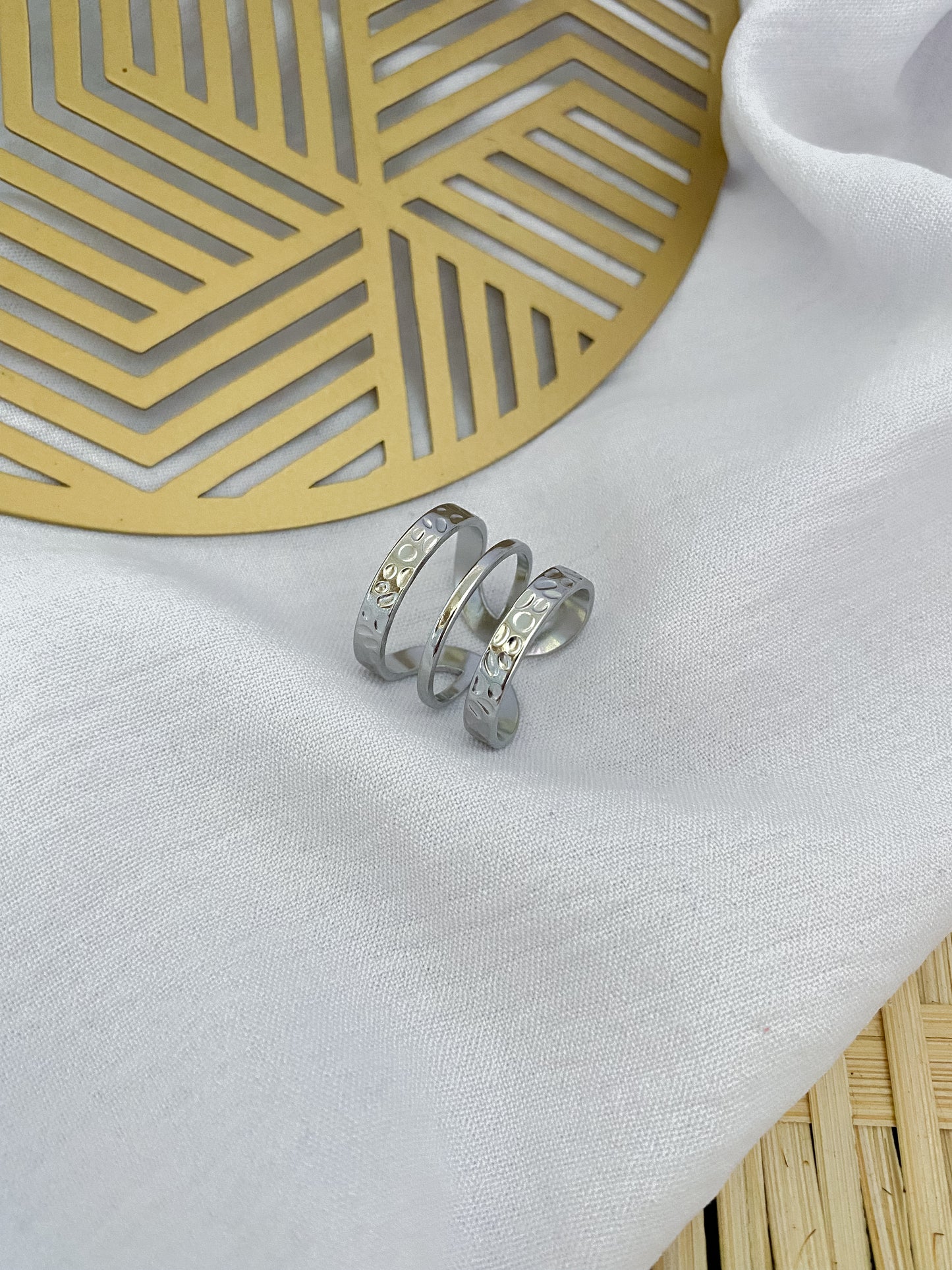 Large Adjustable Hammered Ring - Silver