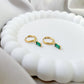 Green Cubic Zirconia & Surgical Steel Hoop Earrings - Gold Plated