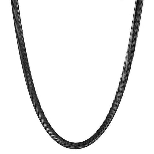 Flat Snake Chain Necklace - Black
