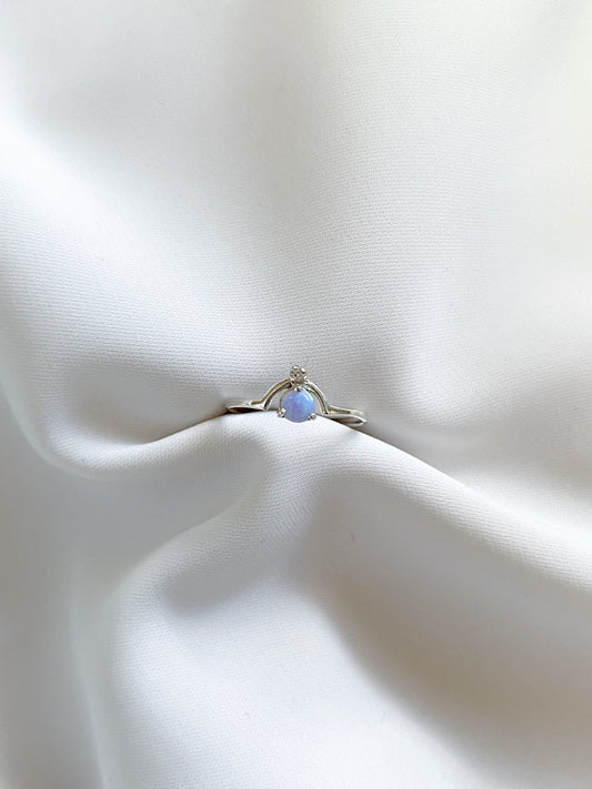 Domed Blue Stone Sterling Silver Ring