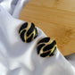 Large Rippled Earrings - Black & Gold
