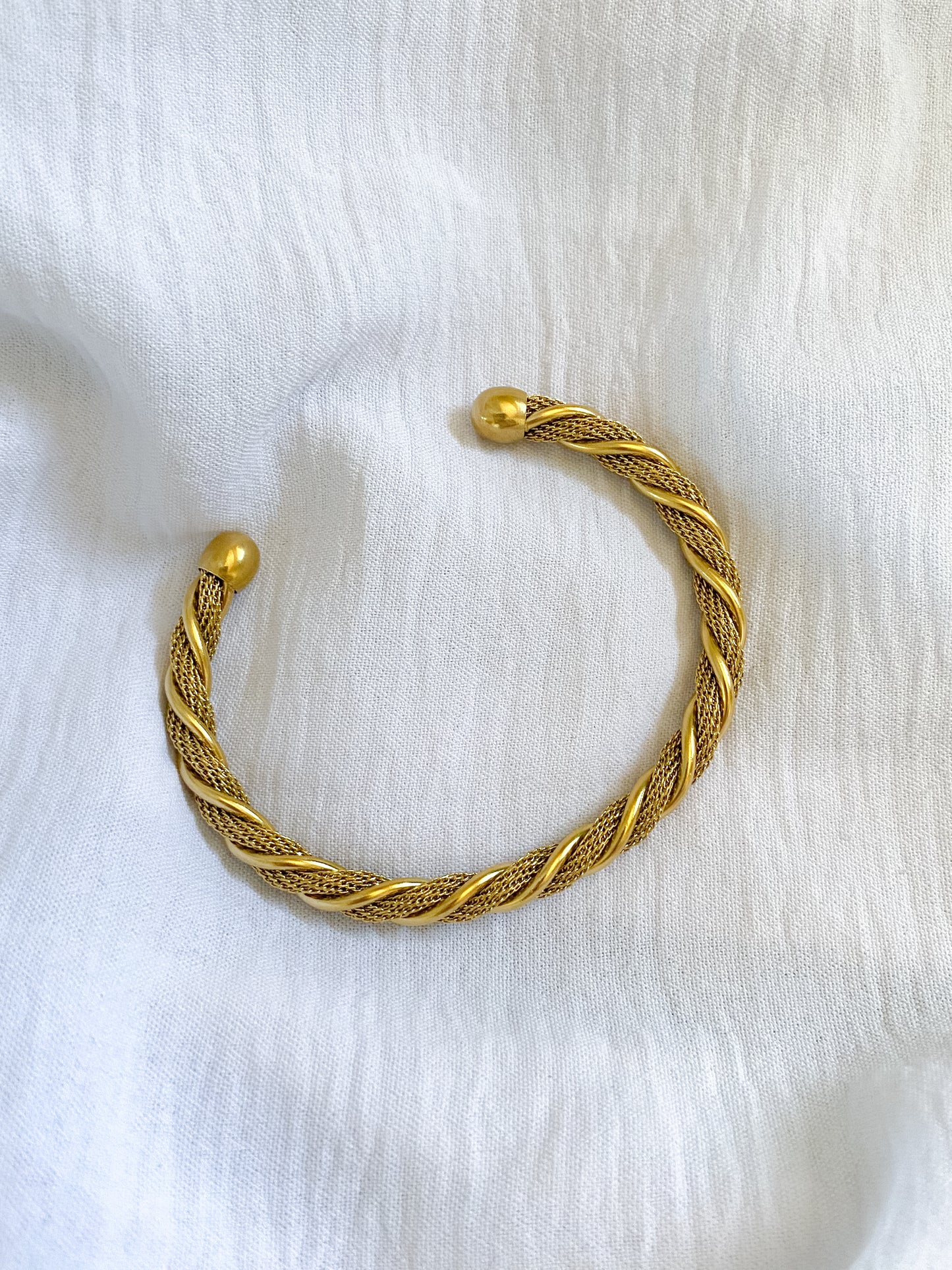 Rope Twist Cuff Bracelet - Gold