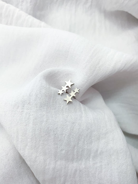 Triplet Star Stud Earrings - Silver