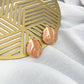 Large Rippled Earrings - Pink & Gold