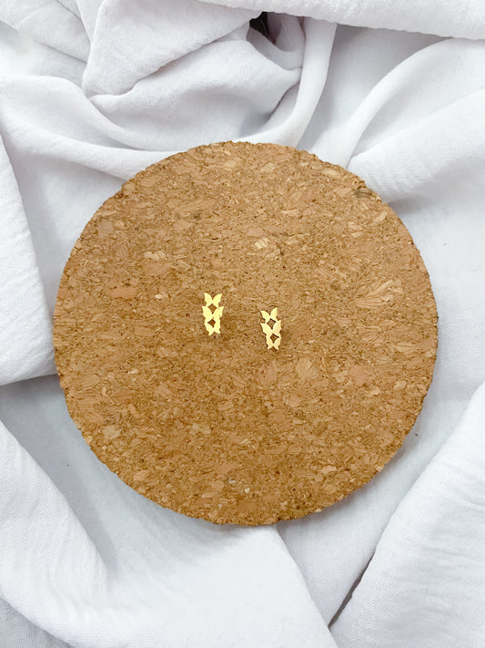 Triplet Butterfly Stud Earrings - Gold