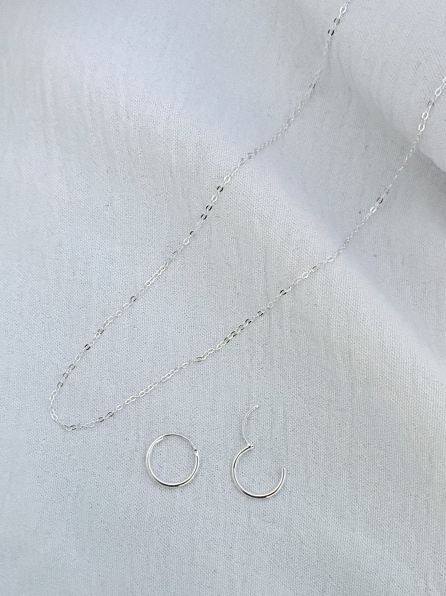 Standard Sterling Silver Chain (45cm) & Earring Set