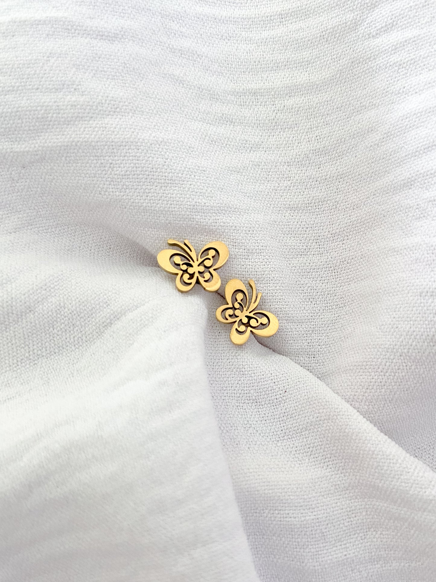 Swirly Butterfly Earring Studs - Gold