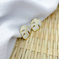 Large Palm Leaf Earrings - White & Gold