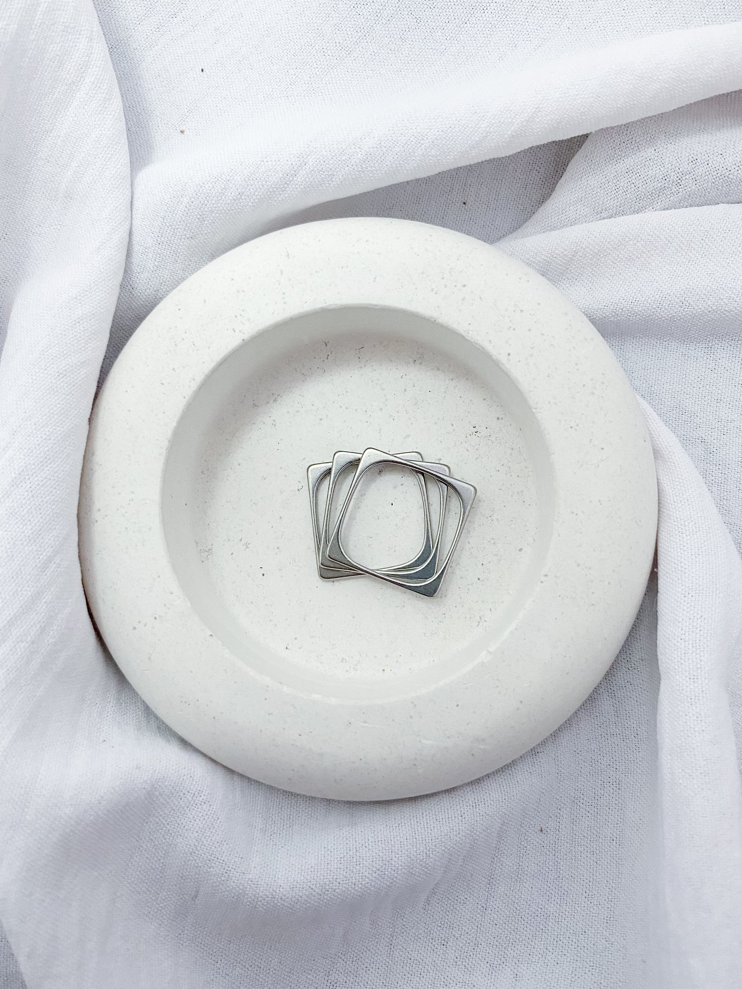 Block Band Ring Set of 3