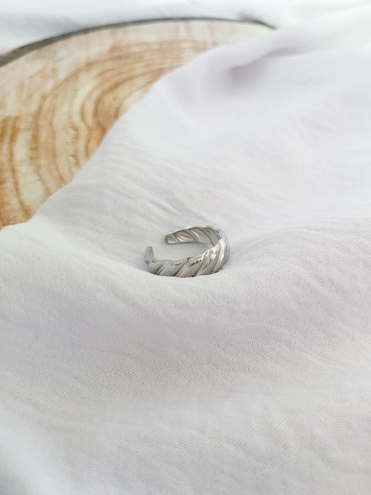 Adjustable Croissant Cuff Ring - Silver