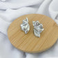 Large Ridged Crescent Earrings - Silver