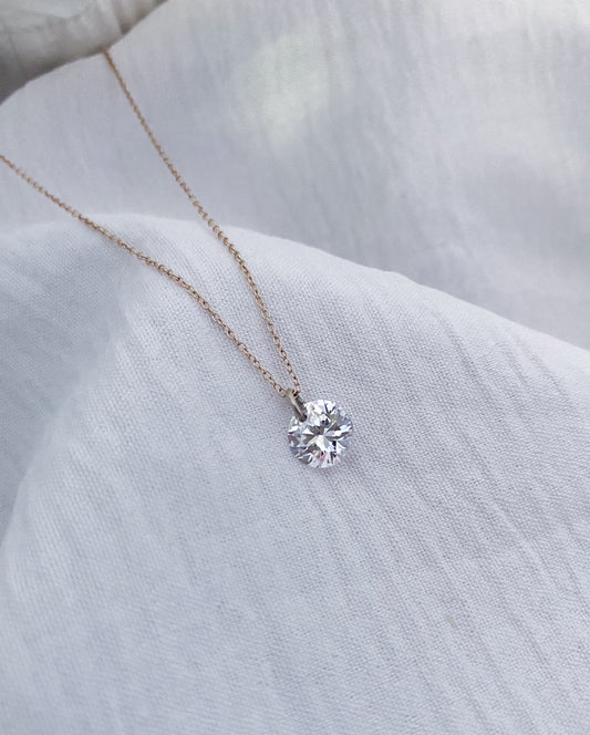 Rose-Gold Plated Diamanté Sterling Silver Necklace