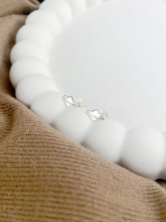 Sterling Silver Saturn Planet Earring Studs