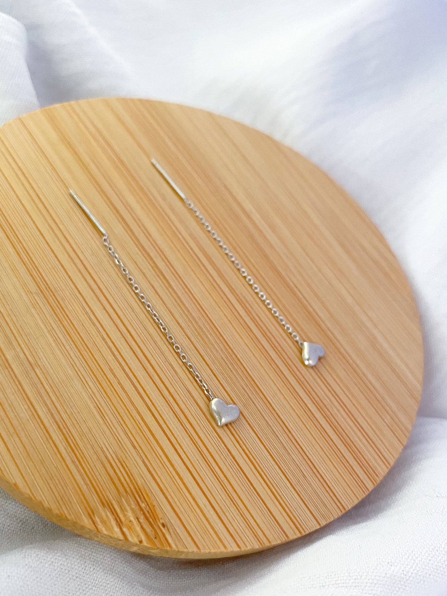Sterling Silver Heart Thread Earrings