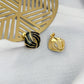 Large Diamond Shaped Earrings - Black & Gold