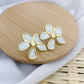 Large Spring Earrings - White & Gold
