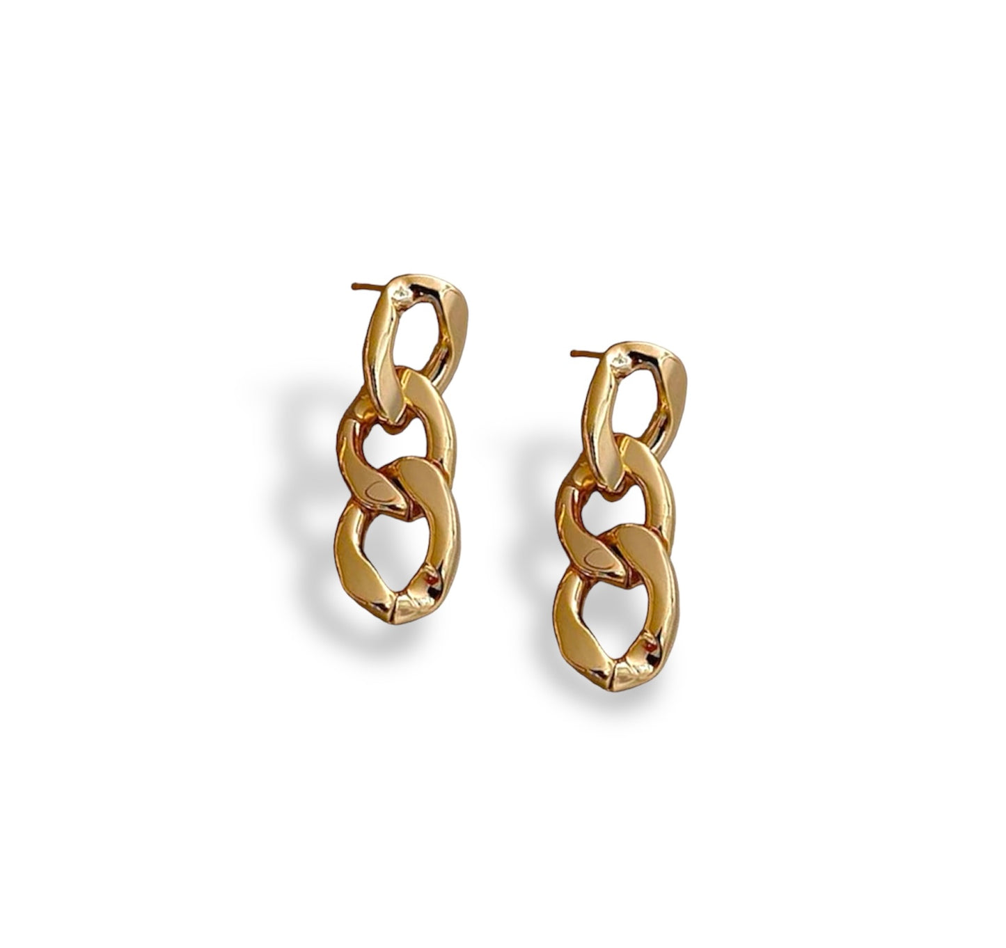 Large Chain Dangle Earrings - Gold