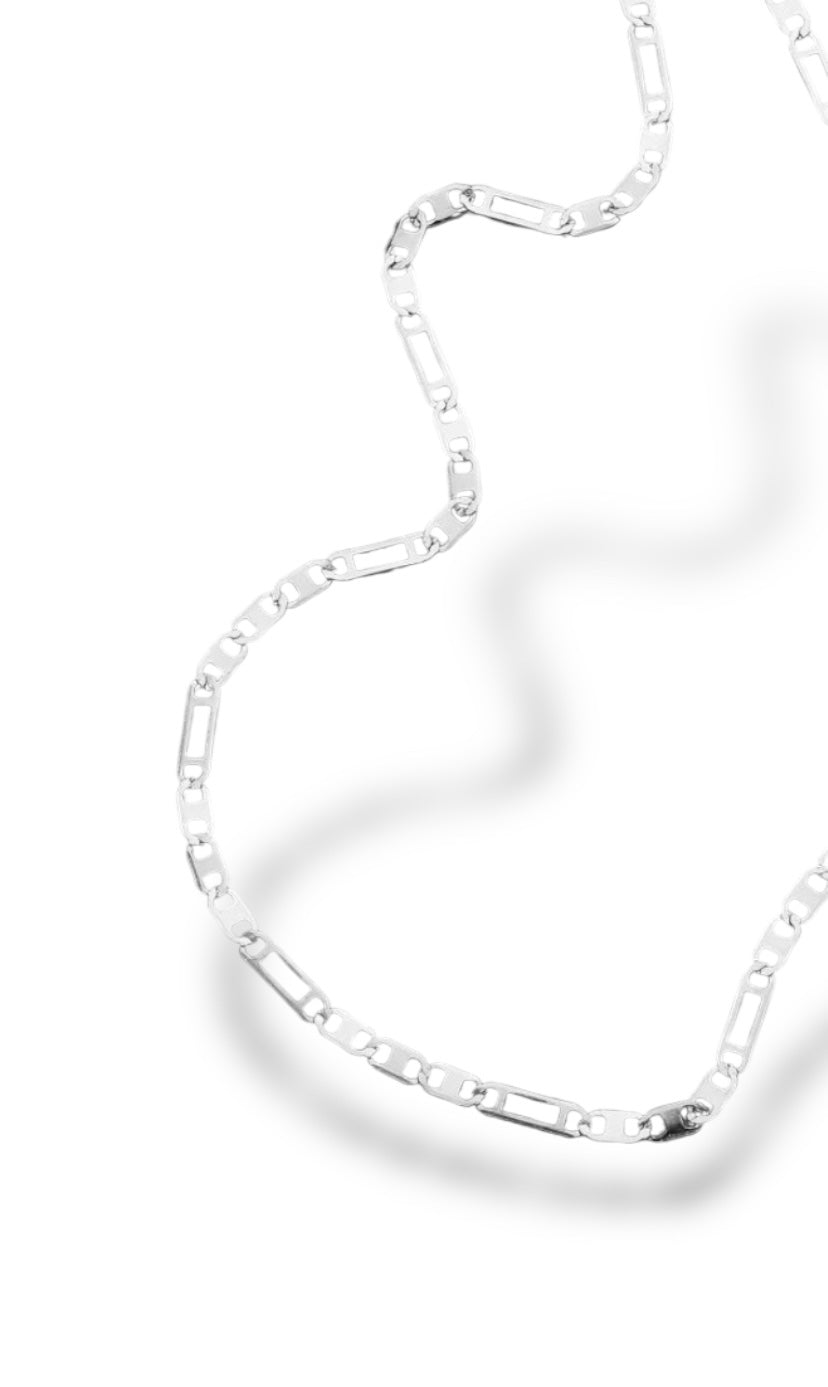 Flat Link Chain Necklace - Silver