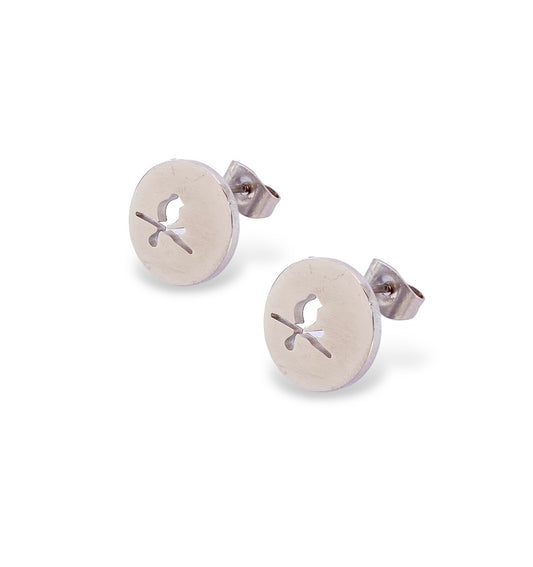 Bird Cutout Earring Studs - Silver