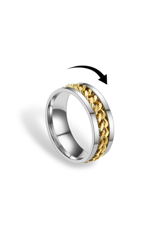 Chain Fidget Ring: Gold-On-Silver