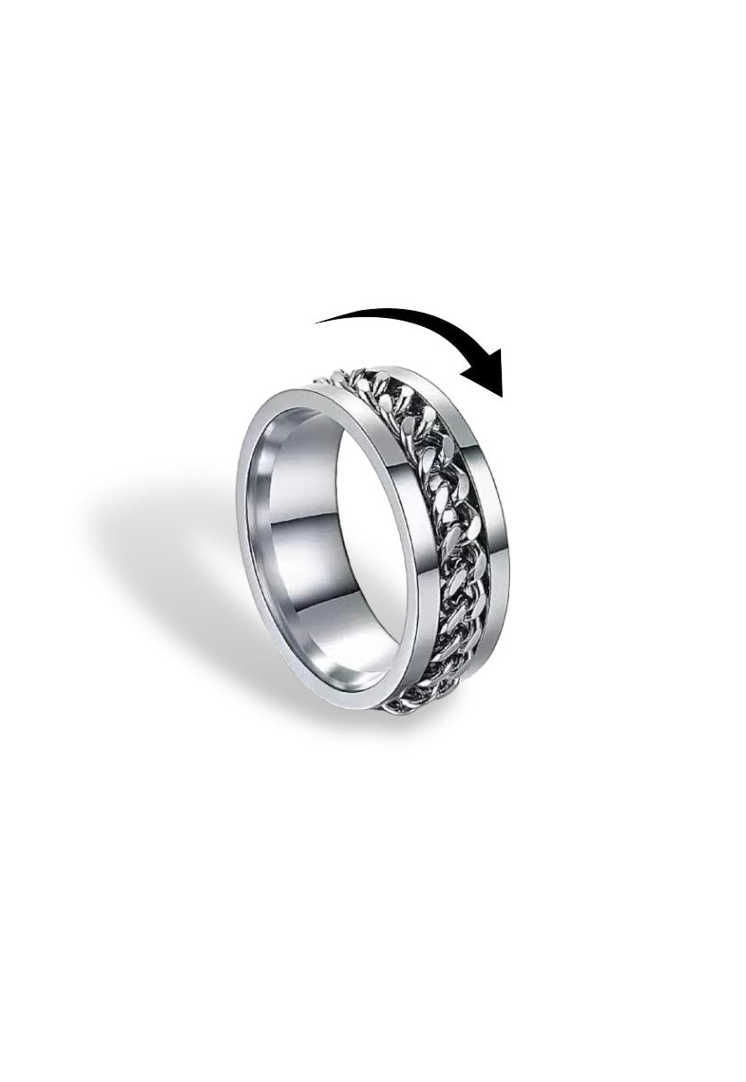 Chain Fidget Ring: Silver-on-Silver