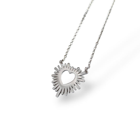 Starburst Heart Necklace - Silver