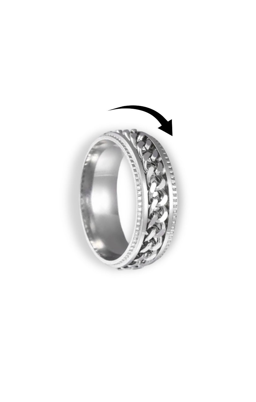 Chain Fidget Ring: Silver-on-Silver