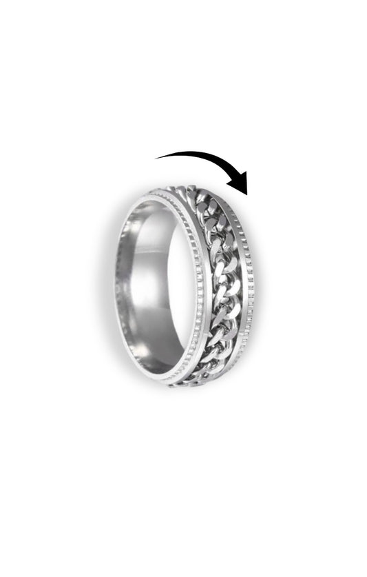 Chain Fidget Ring: Silver-on-Silver