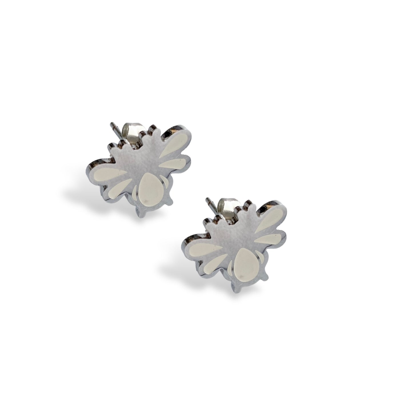 Bumble Bee Earring Studs - Silver