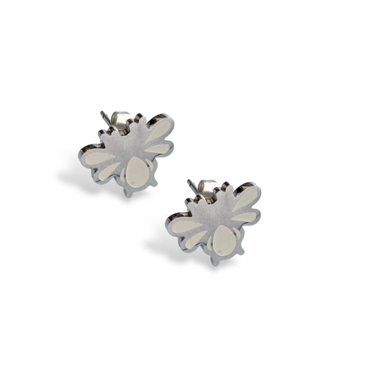 Bumble Bee Earring Studs - Silver