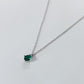 Emerald-Look Charm Sterling Silver Necklace
