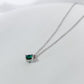 Emerald-Look Charm Sterling Silver Necklace