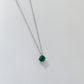 Emerald-Look Charm Sterling Silver Necklace