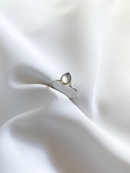 Pear Clear Stone Sterling Silver Ring