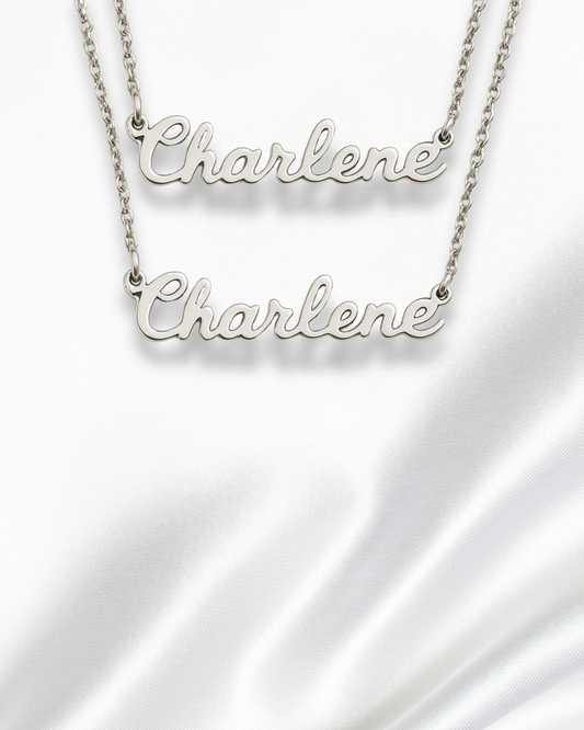 Double Custom Name Necklace - Silver