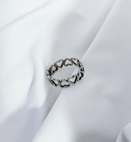 Heart Pattern Ring - Silver