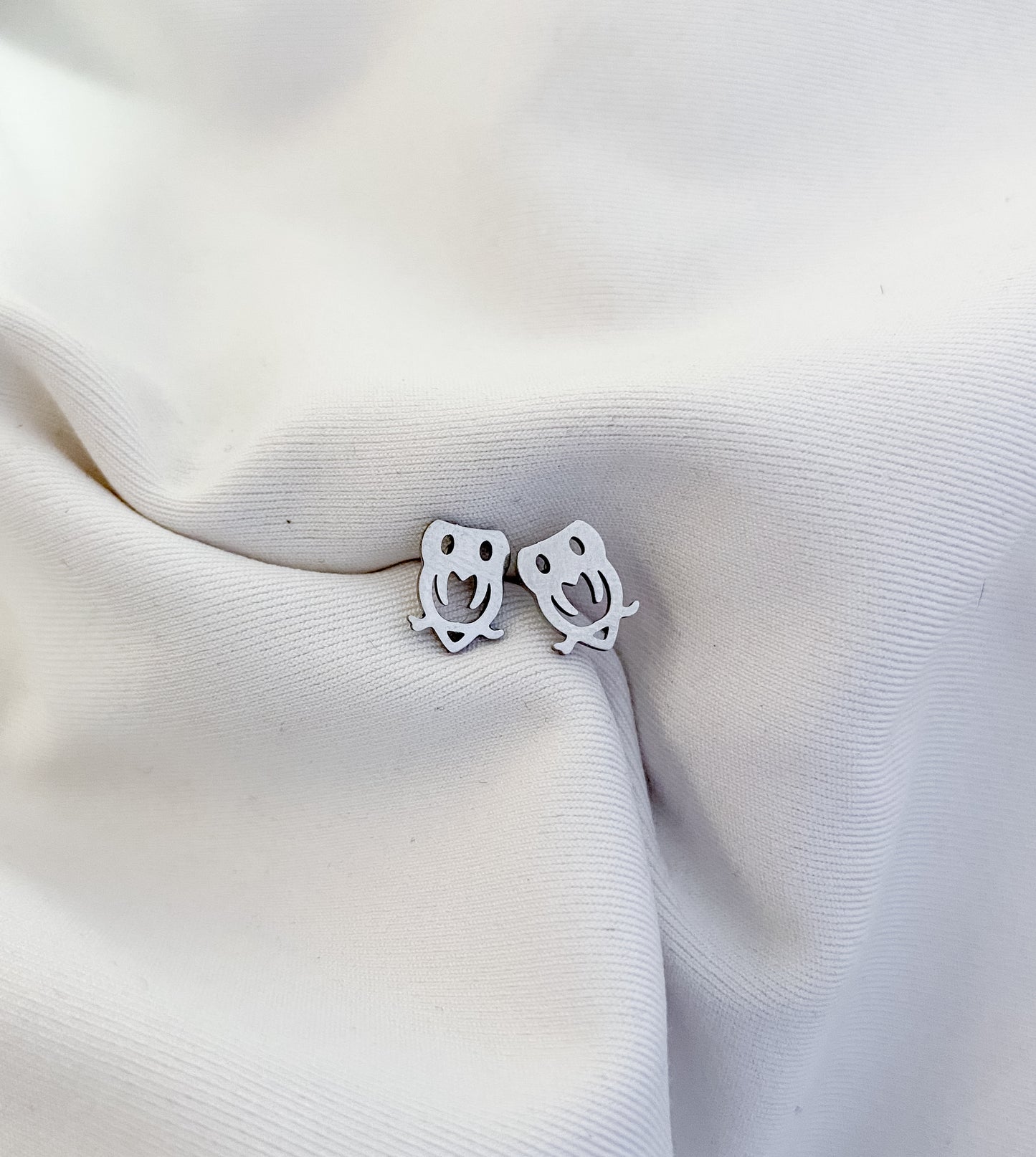 Owl Earring Studs - Silver