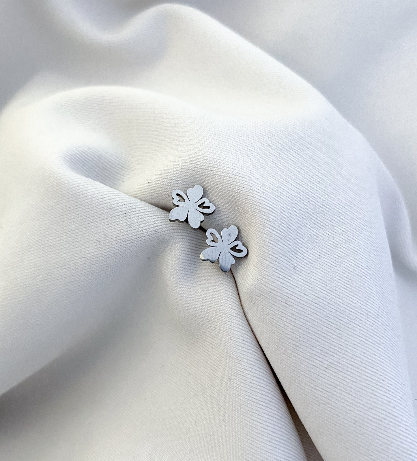 Hibiscus Earring Studs - Silver