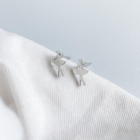 Ballerina Earring Studs - Silver