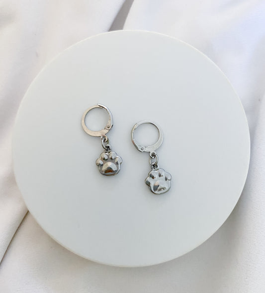 Paw Dangle Earrings - Silver