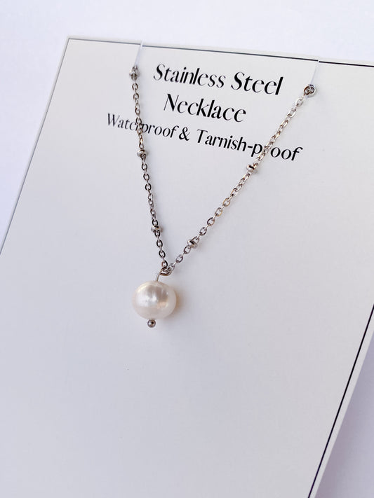 Real Pearl Classic Necklace - Silver