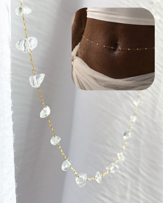 Semiprecious Stone Waist Chain - Gold