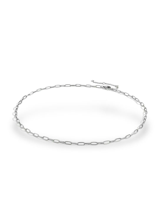 Fine Paperclip Chain Necklace - Silver