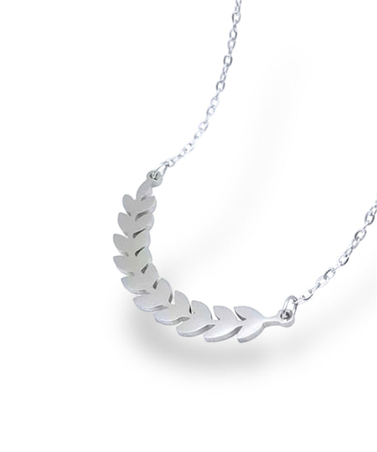 Roman Leaf Necklace - Silver