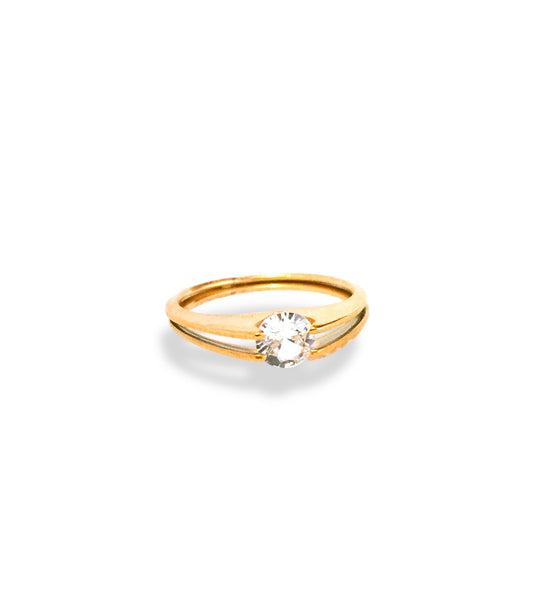 Double Band Diamanté Ring - Gold