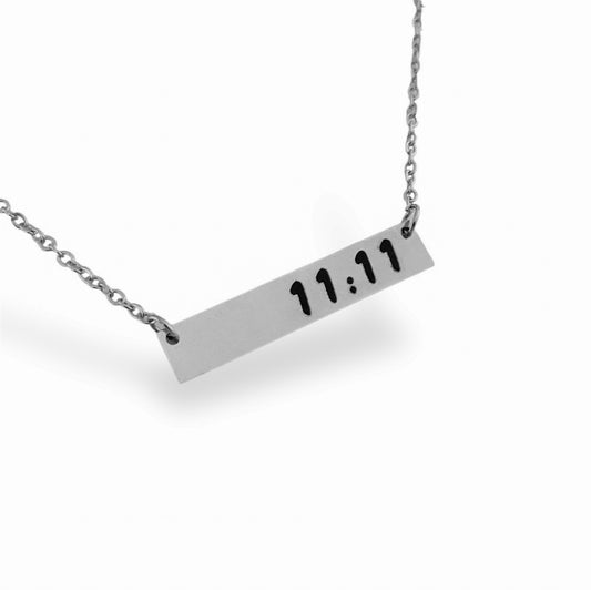 11:11 Plate Necklace - Silver