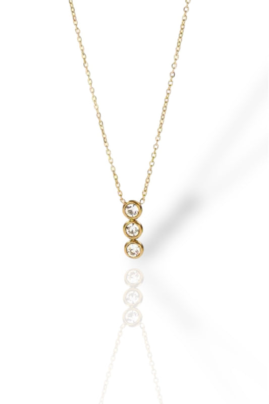 Diamanté Triplet Necklace - Gold