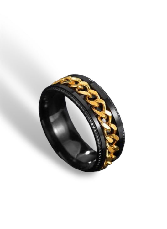 Chain Fidget Ring: Gold-on-Black
